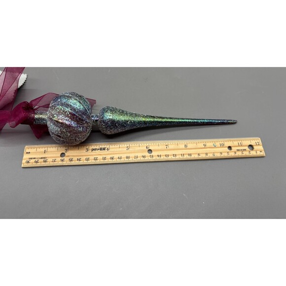 Shatterproof Finial Christmas Ornaments Glitter Iridescent Plastic Icicle 12" - Picture 7 of 10